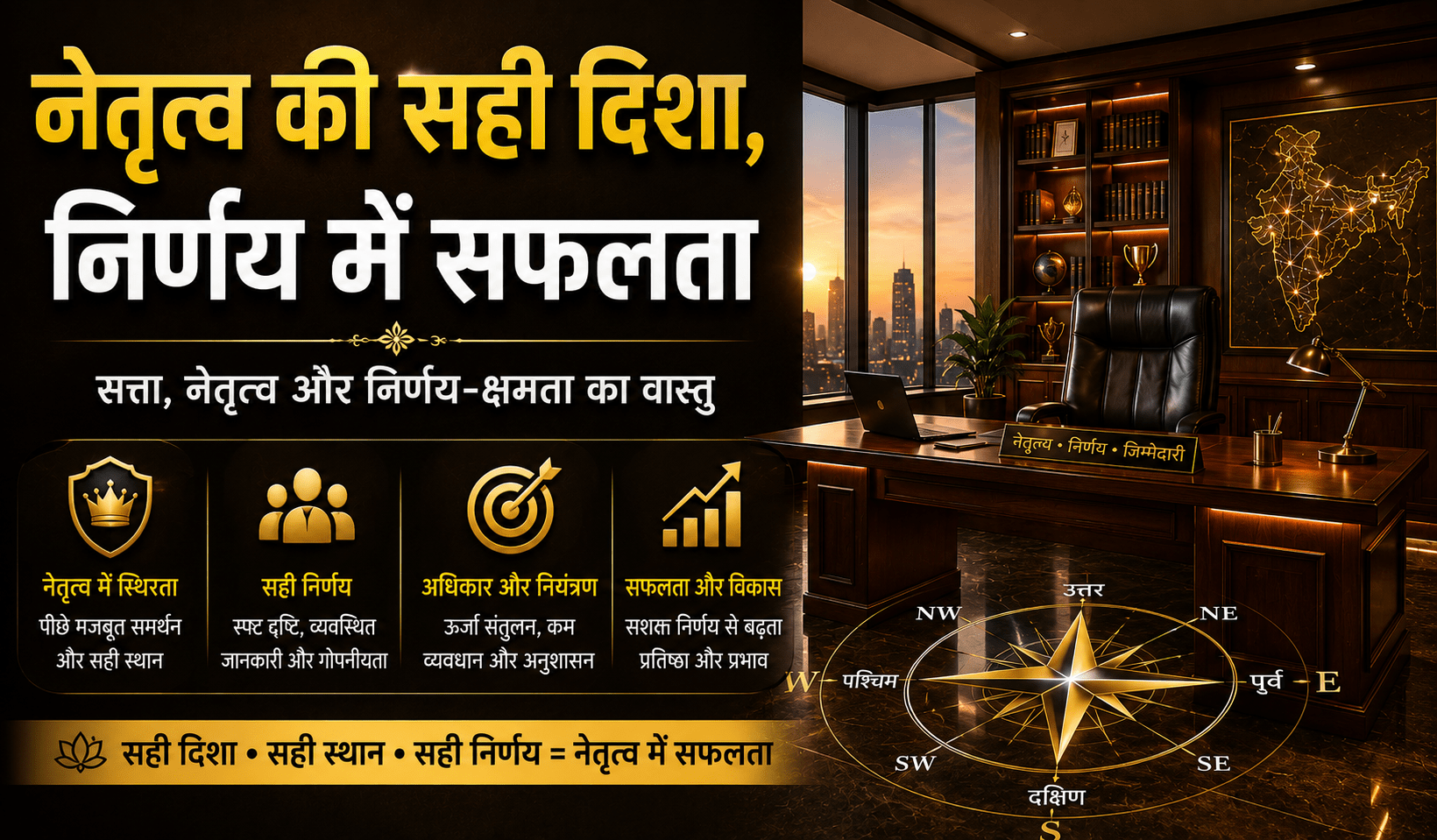 You are currently viewing सत्ता, नेतृत्व और निर्णय-क्षमता का वास्तु: उद्योगपति, राजनेता और संस्थान प्रमुख कहाँ बैठें?