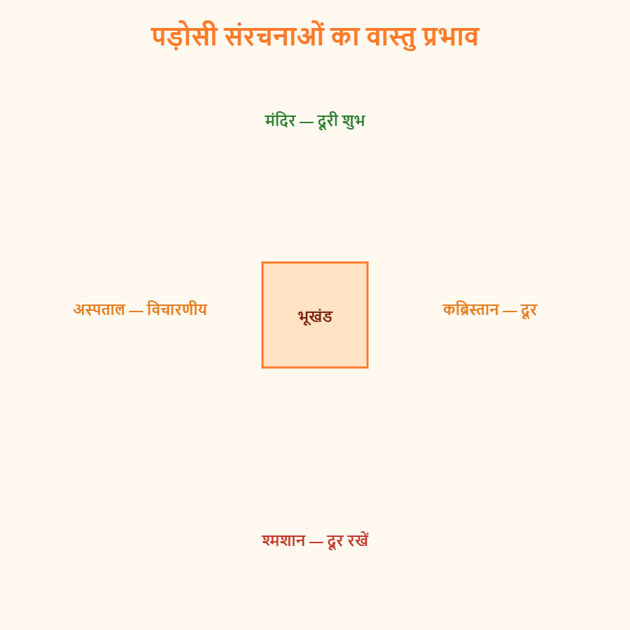 Read more about the article पड़ोस में मंदिर, श्मशान, अस्पताल जैसी संरचनाओं का भूखंड पर वास्तु प्रभाव
