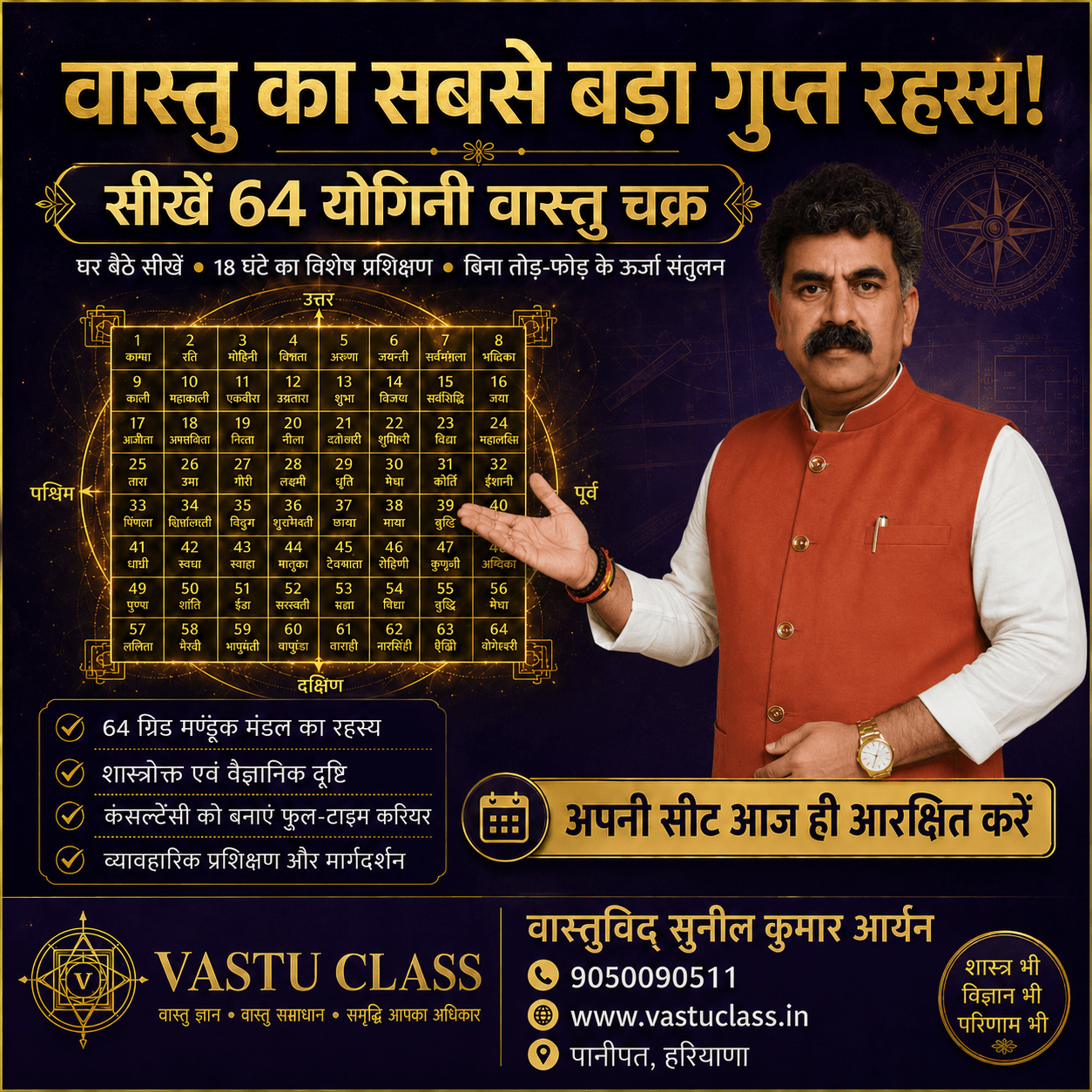 Read more about the article 64 योगिनी वास्तु चक्र क्या है? जानिए प्राचीन ग्रंथों का सबसे गुप्त रहस्य और इसके वैज्ञानिक आयाम