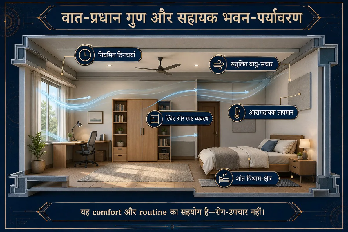 वात-प्रधान गुणों के लिए स्थिर और संतुलित भवन वातावरण