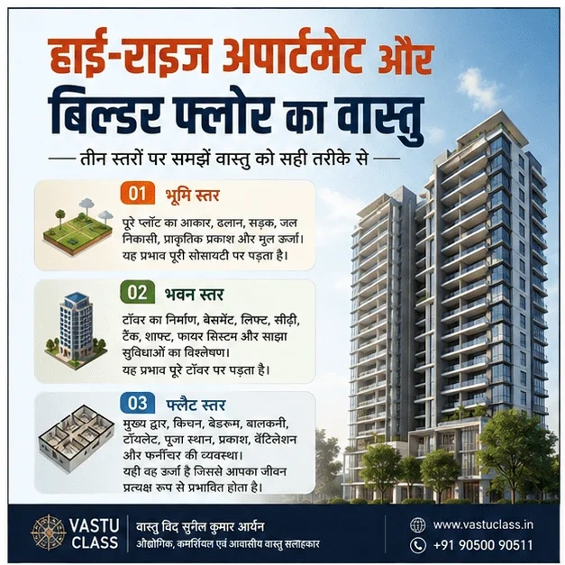 हाई-राइज अपार्टमेंट और बिल्डर फ्लोर का वास्तु - भूमि भवन फ्लैट तीन स्तर