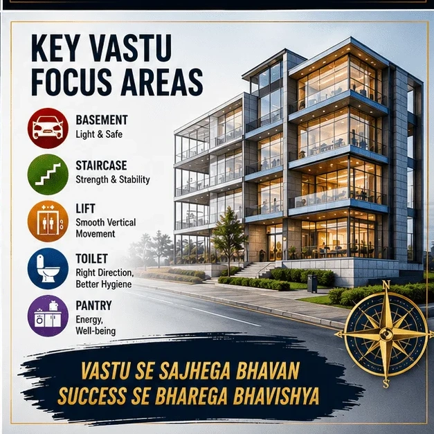 Key Vastu Focus Areas Basement Staircase Lift Toilet Pantry Commercial Building
