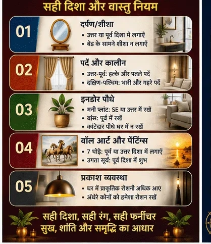 5 मुख्य इंटीरियर एलिमेंट्स वास्तु नियम
